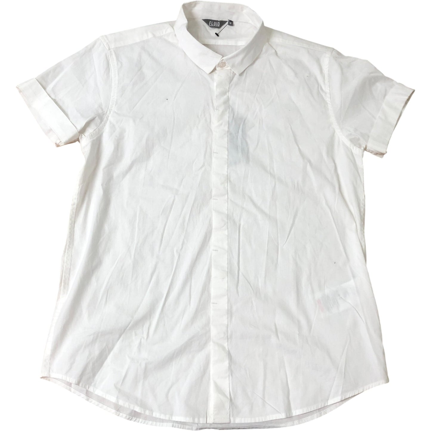 Fluid Short Sleeve Shirt M Men's Casual White Cotton Blend