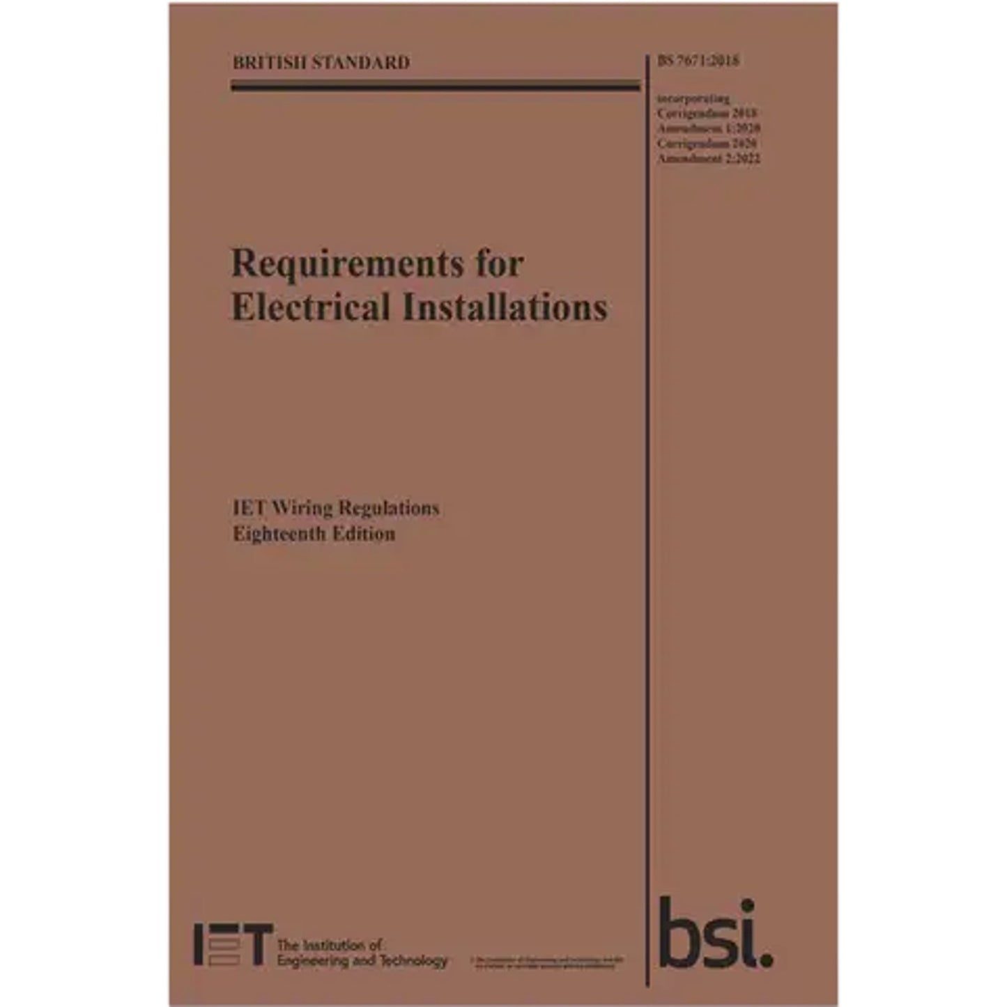 IET Wiring Regulations BS 7671:2018 Requirements For Electrical Installations