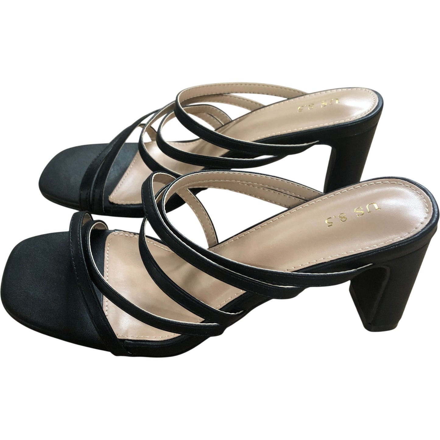 Women's Heels Black Strappy Open Toe High Heels Sandals UK6.5