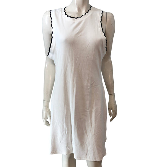 River Island 60s Style Ribbed Dress Size UK 14-16 Women's White Sleeveless