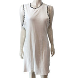 River Island 60s Style Ribbed Dress Size UK 14-16 Women's White Sleeveless