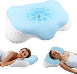 Comfort Memory Foam Pillow Support Head Neck Sleep Cushion 64cm Blue White