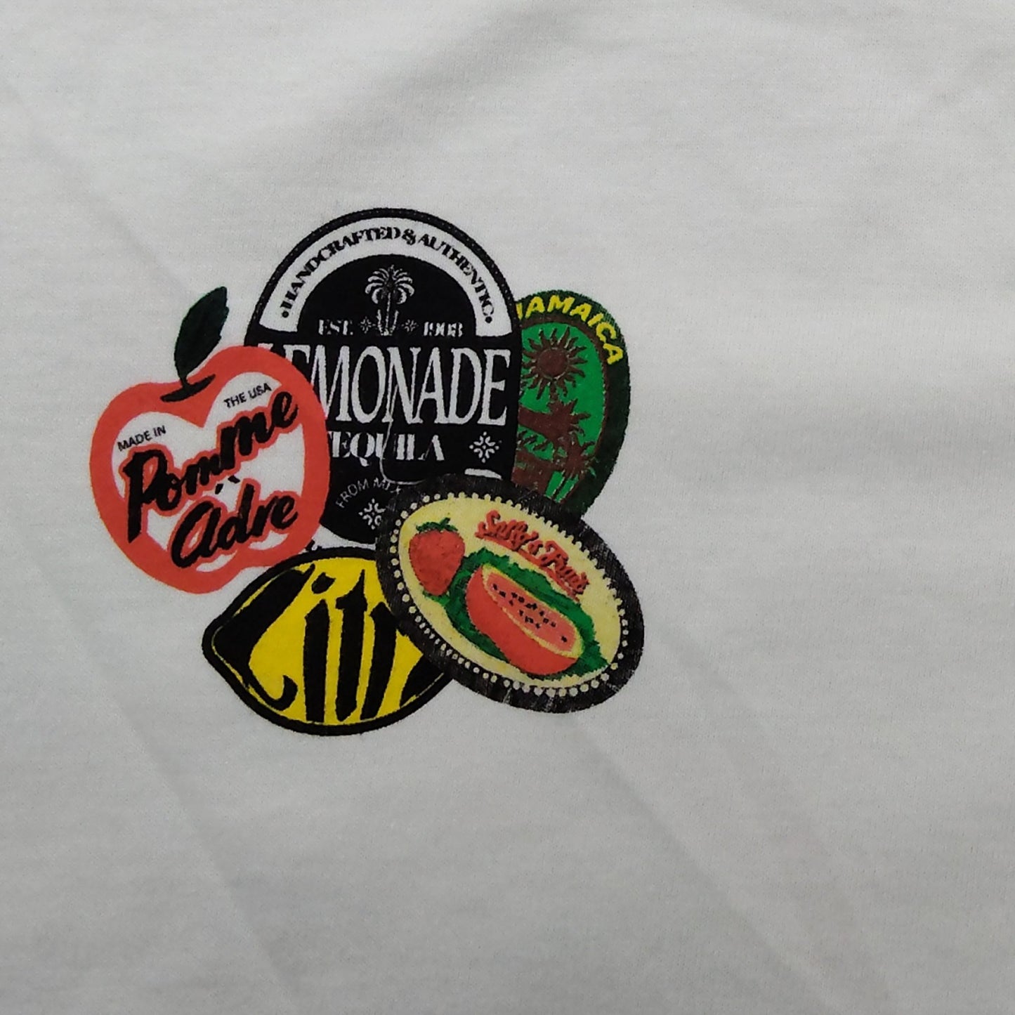 River Island Citrus Club T-Shirt Size M Men's Graphic Print Cotton White