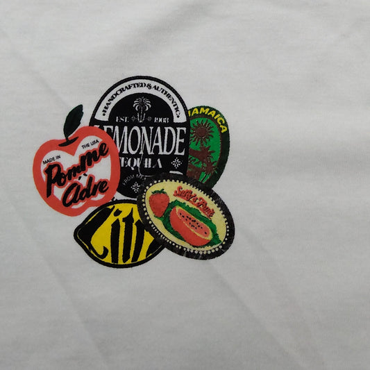 River Island Citrus Club T-Shirt Size M Men's Graphic Print Cotton White