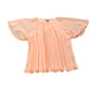 Pleated Chiffon Blouse Women's Size Small Flowy Short Sleeve Peach Top