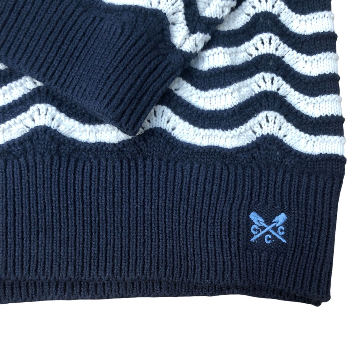 Crew Clothing Company Wavy Navy & White Jumper Size 14
