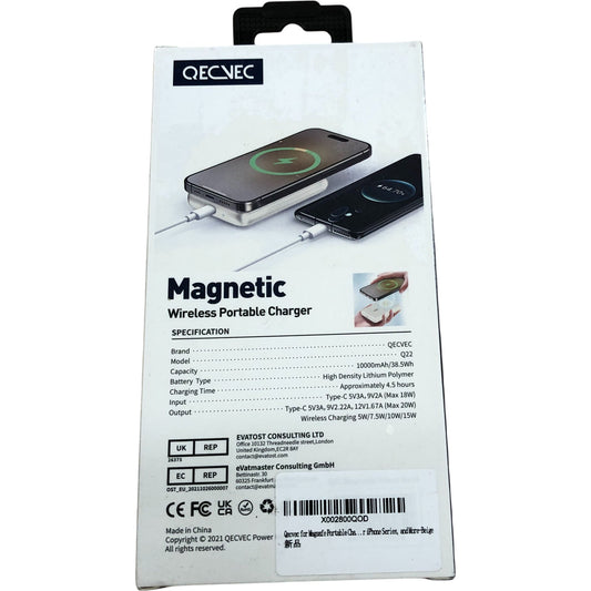 QECVEC Q22 10000mAh Magnetic Wireless Power Bank Portable Charger 15W