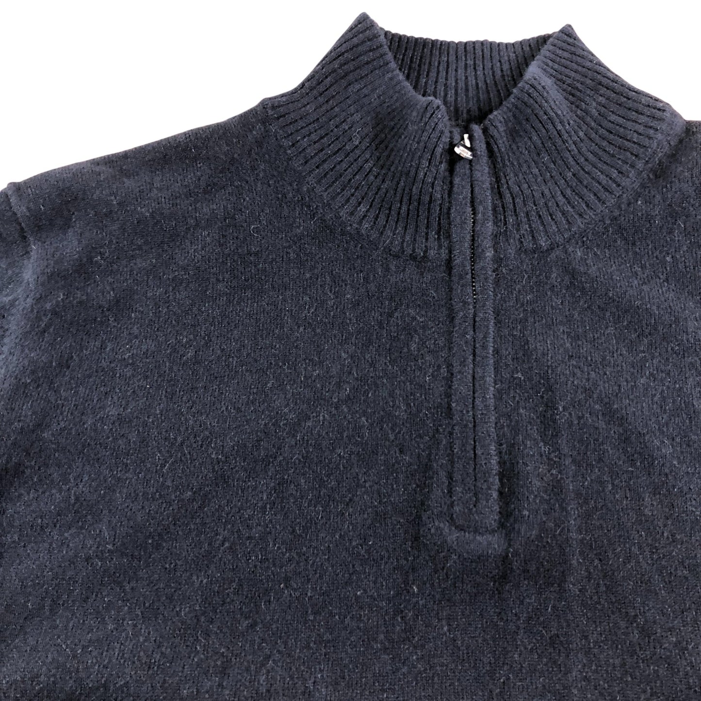 Pure Cashmere Navy Half Zip Sweater - Size Medium