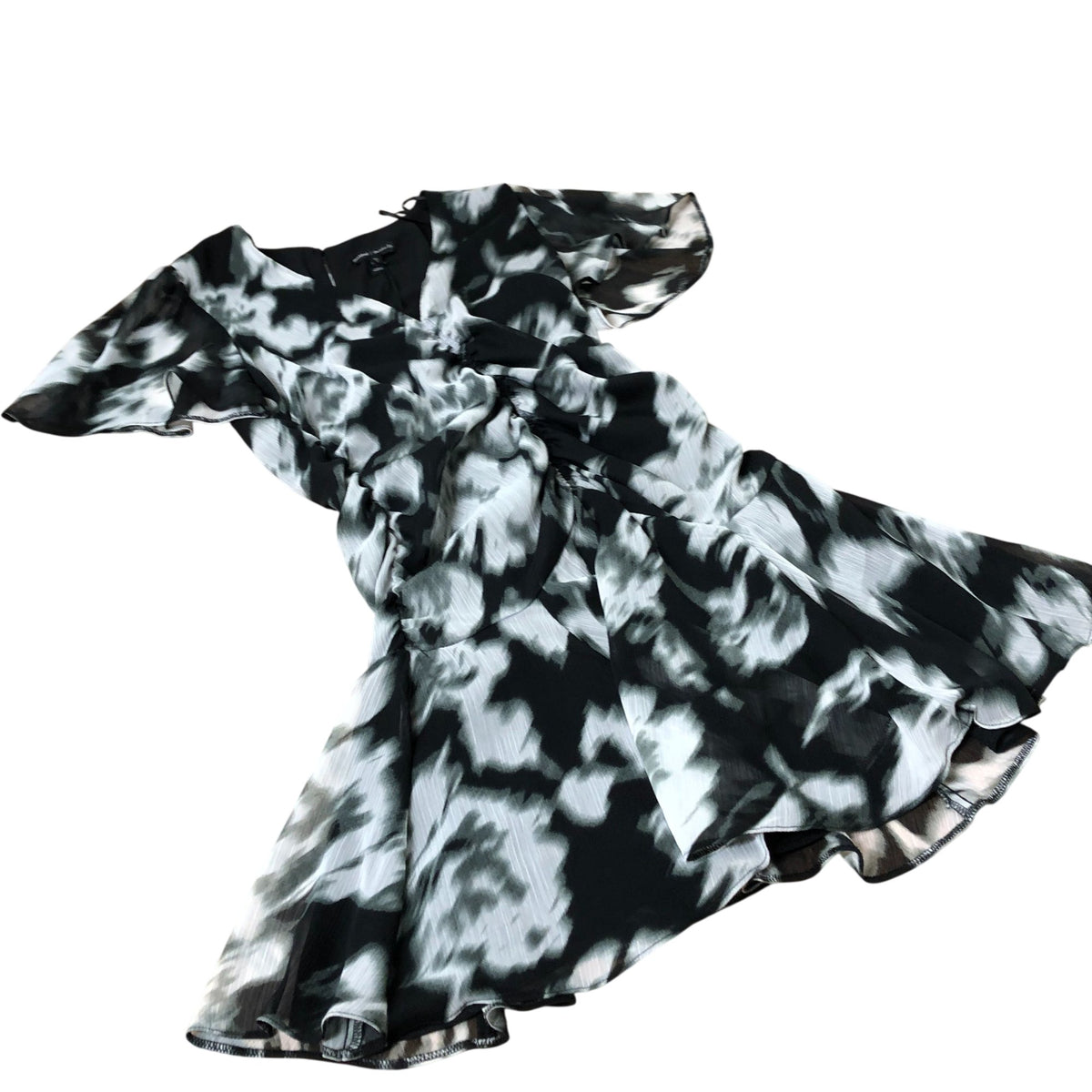 River Island Women's Dress Black White Floral Pattern Short Sleeve UK8