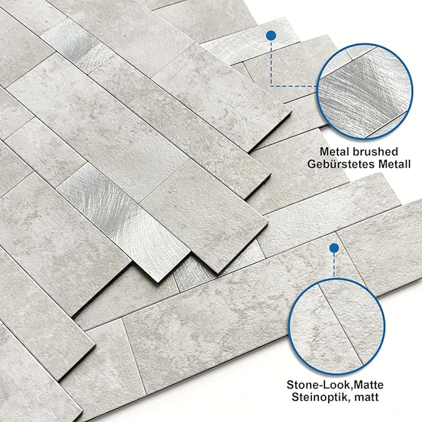 Mofit 3D Brick Self Adhesive Wall Tiles (10sheets,Cement Grey)