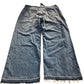 Wide Leg Jeans UK20 Women's Blue Denim High Waist Casual Trousers