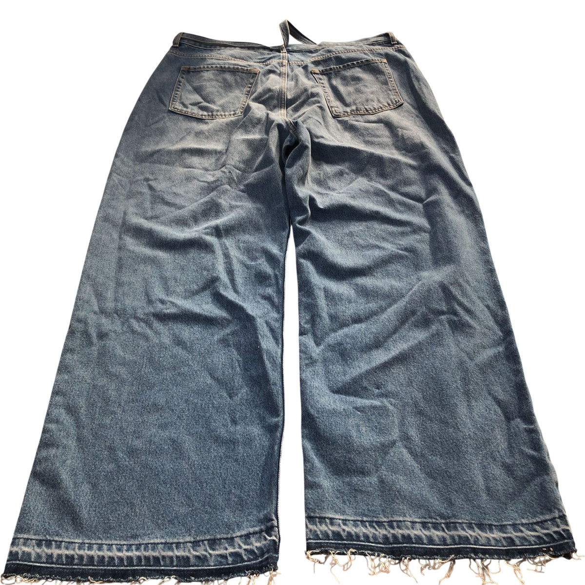 Wide Leg Jeans UK20 Women's Blue Denim High Waist Casual Trousers