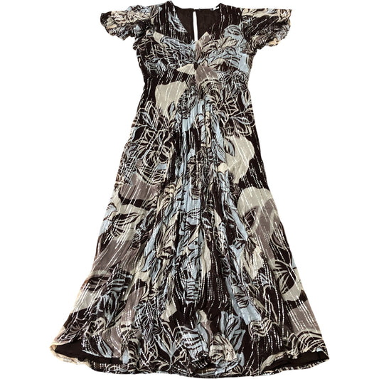 Brown Floral Print Maxi Dress Size 12