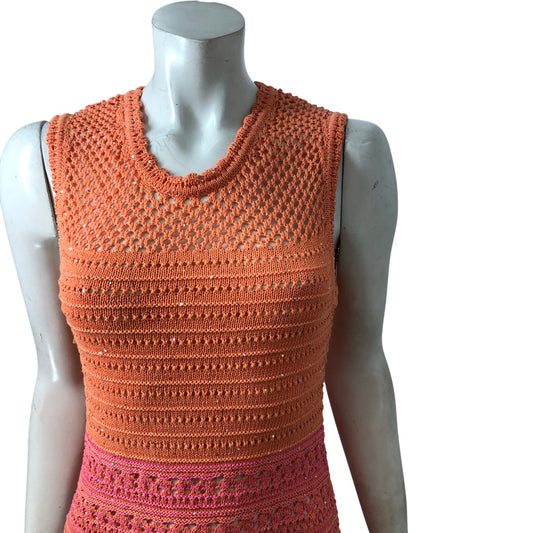 Love & Roses UK10 Women's Knitted Maxi Dress Sequin Embellished Orange Pink