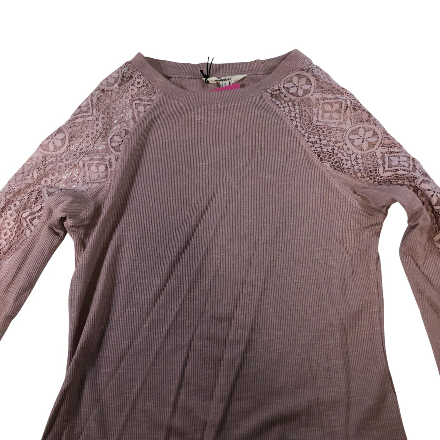 River Island UK8 Women's Long Sleeve Top with Lace Panels in Dusty Pink