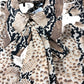 Branded Snake Print Tie Neck Blouse - Size 8