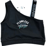 FLAWLESS RIVER ISLAND Activewear Crop Top UK11-12 Girls Black One Shoulder Gym