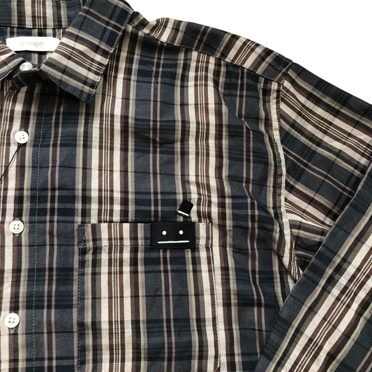 Graniph Beautiful Shadow Gentlemen Casual Shirt M Plaid Embroidered Top Hat