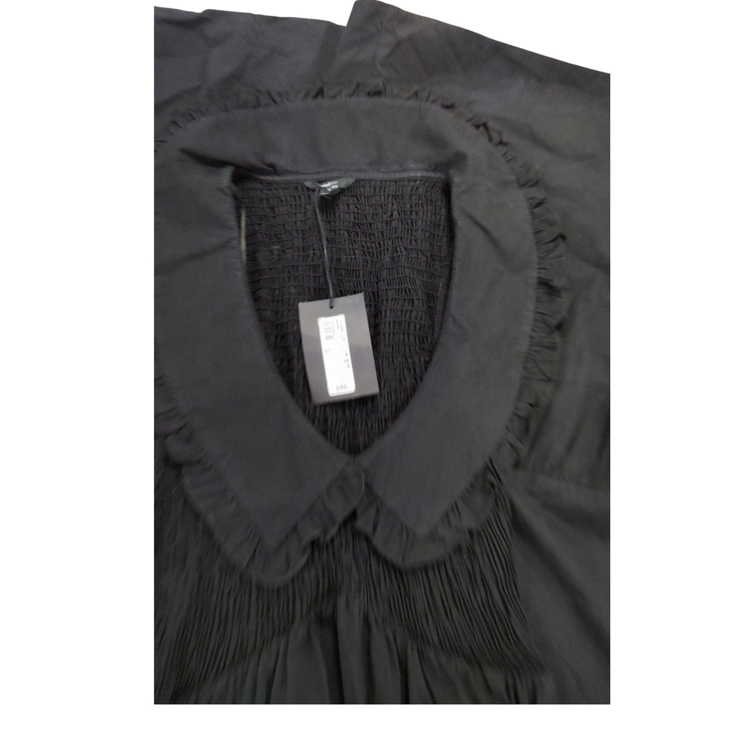 River Island Black Dress UK8 Women's Ruffle Collar Maxi Tiered Cotton