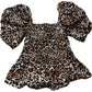 River Island UK8 Women's Leopard Print Off Shoulder Top Flared Sleeves Brown