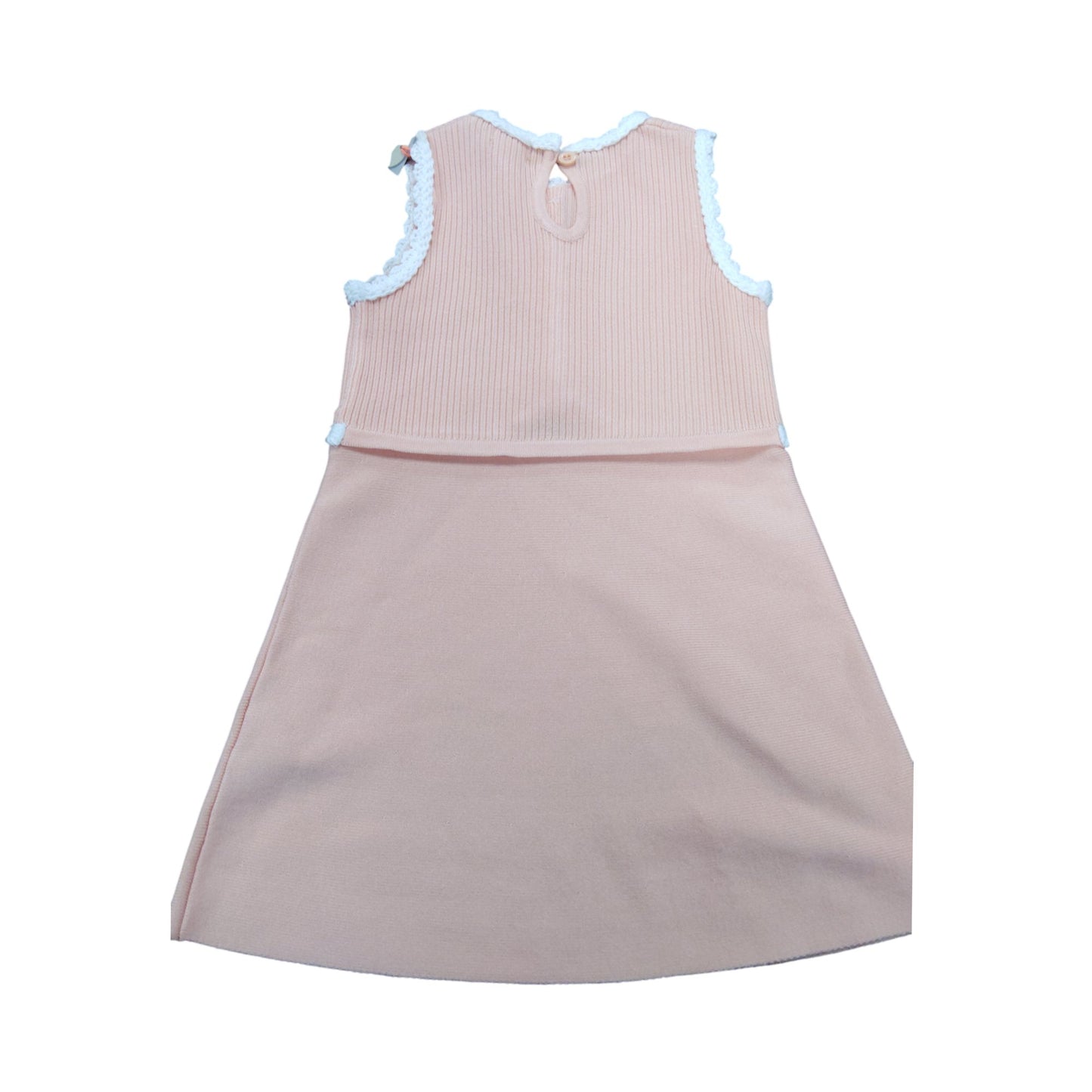 River Island Mini Girls Dress 12-18 Months Coral Pink Shell Trim Ribbed Style