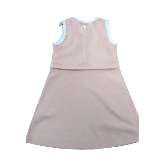 River Island Mini Girls Dress 12-18 Months Coral Pink Shell Trim Ribbed Style