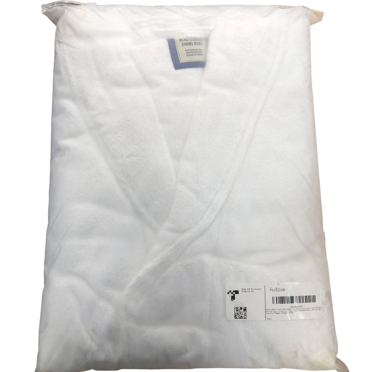 Mens Classic Shawl Robe One Size Cotton Terry Cloth Bathrobe Hotel Spa White