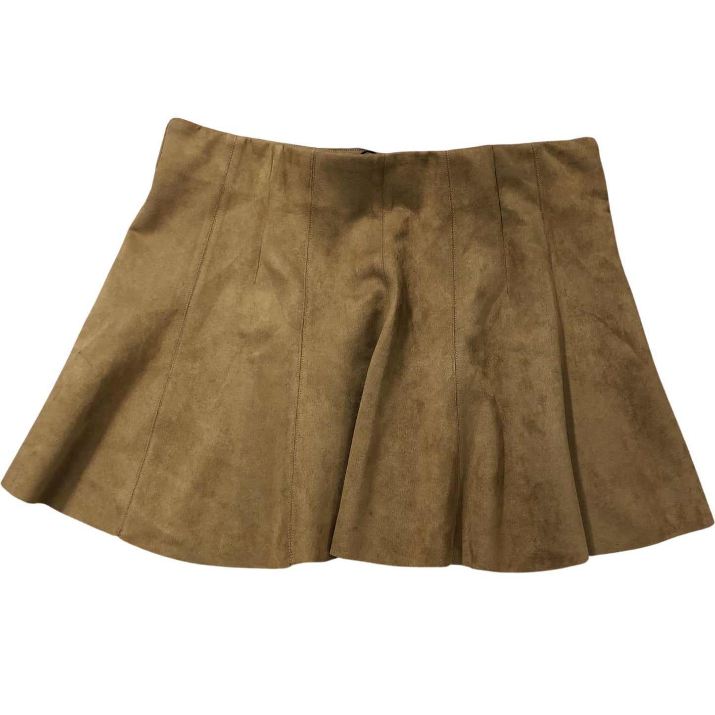 River Island Skirt Size 16 Women's Pleated Suede Effect Mustard Fashion Style