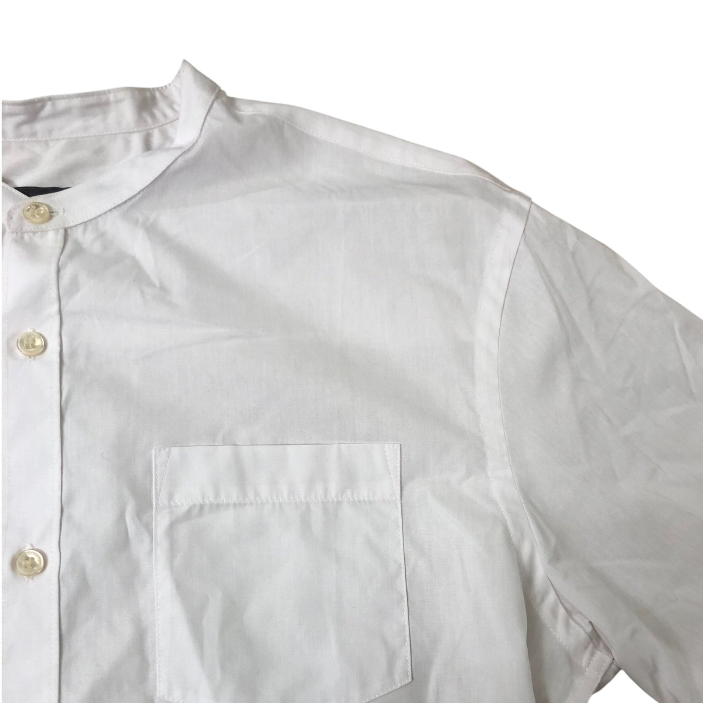 French Connection M Women's Short Sleeve White Collarless Shirt