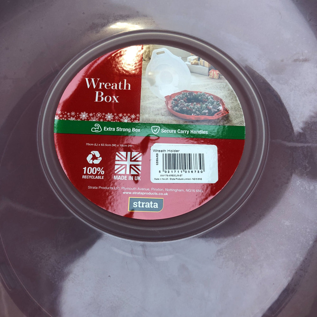 Strata Wreath Box Storage Container Large Secure Carry Handles Extra Strong