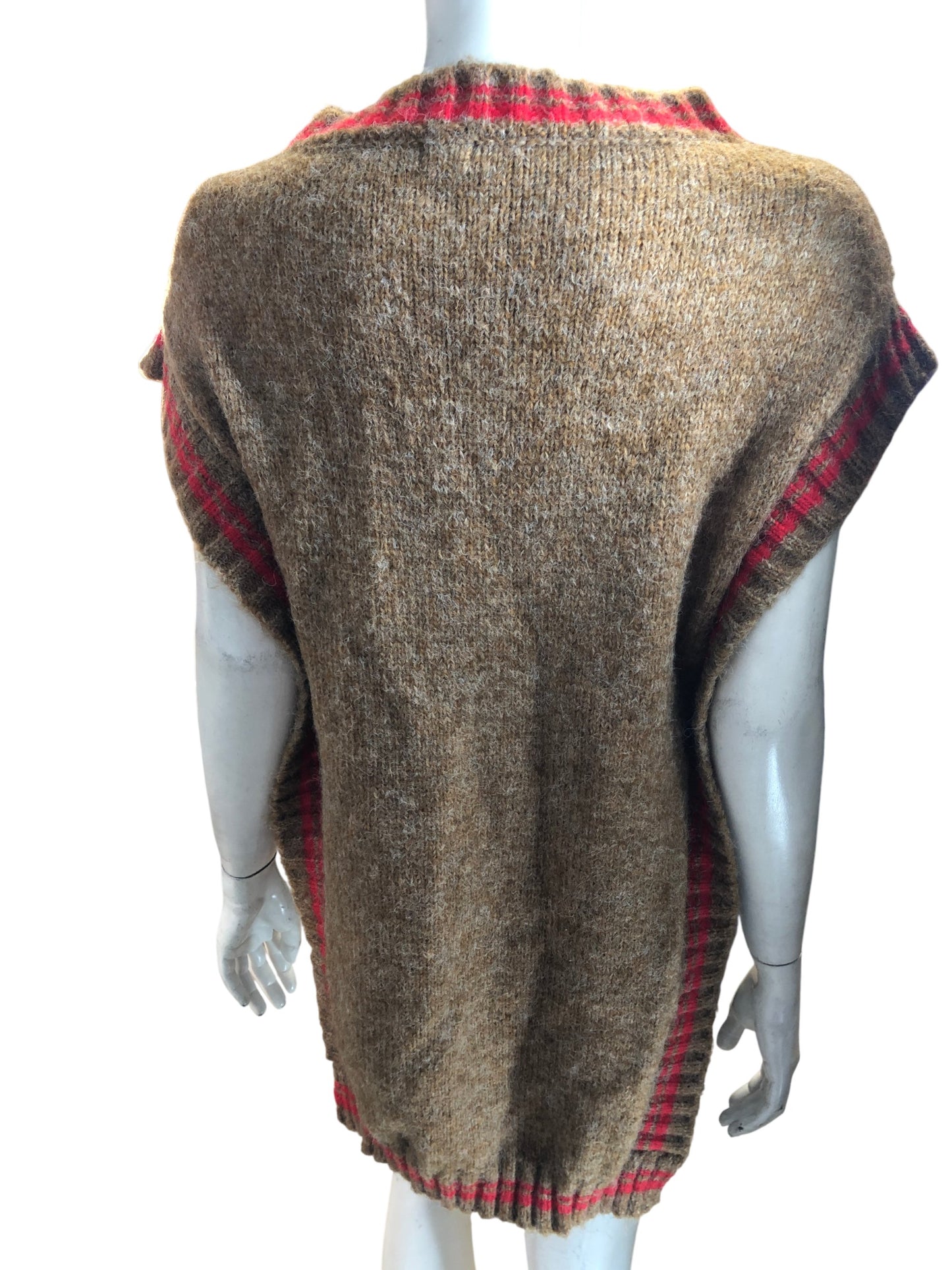 River Island One Size Women's Brown Red Striped Knit Poncho Sweater Top