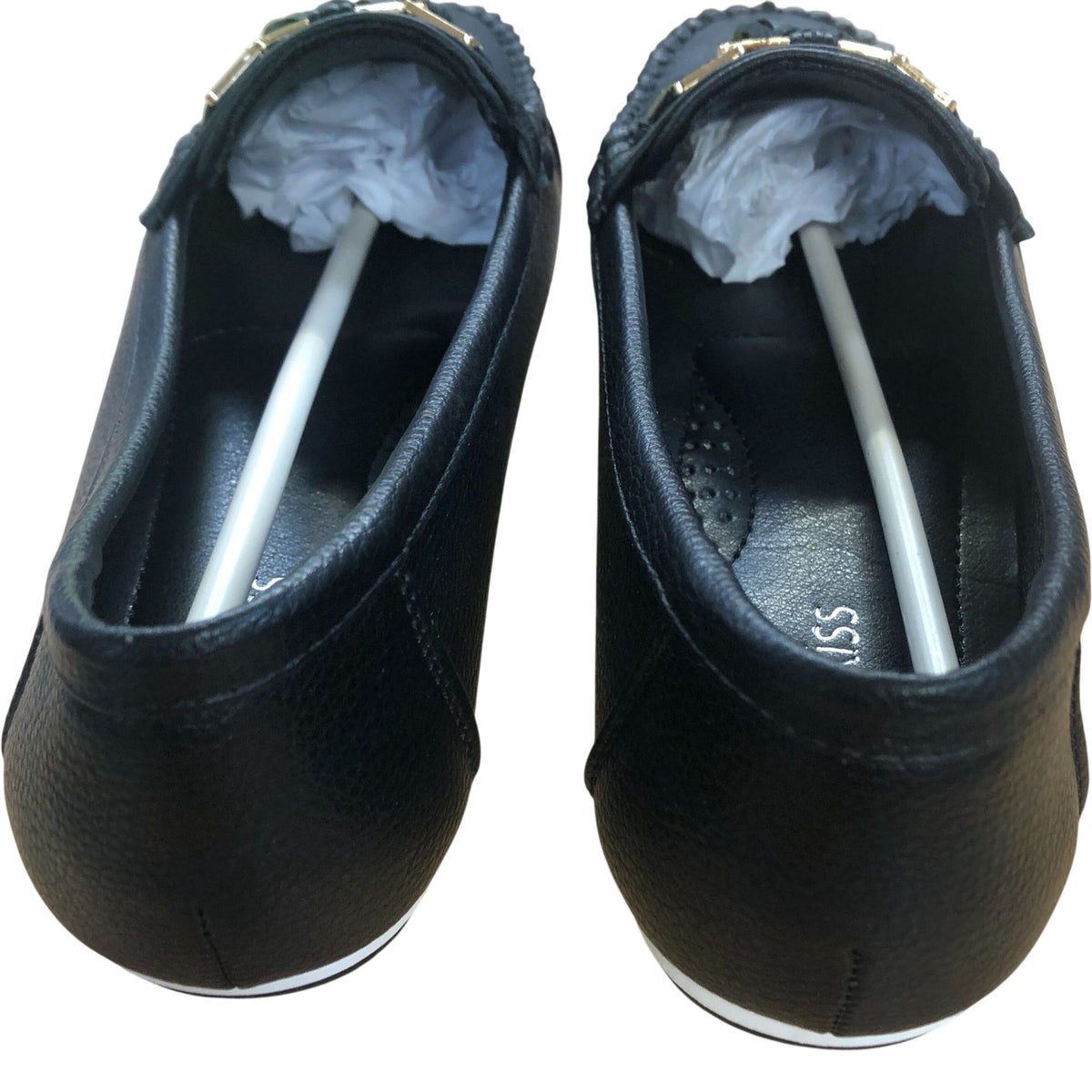MecKiss Loafers UK4.5 Women's Comfy Flats Black With Gold Detail M1354 V2