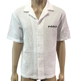 RIVER ISLAND Men's Short Sleeve White Casual Shirt Size Large Spotted Pattern