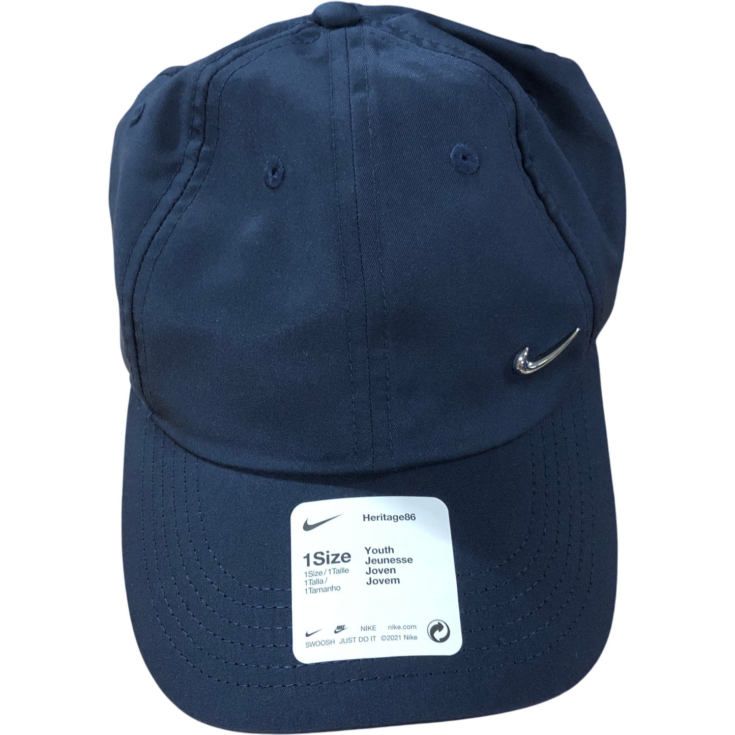 NIKE Heritage86 Baseball Cap 1 Size Kids Youth Navy Blue Adjustable