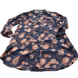 Floral Print Shirt 100% Organic Cotton Size L Women's Long Sleeve