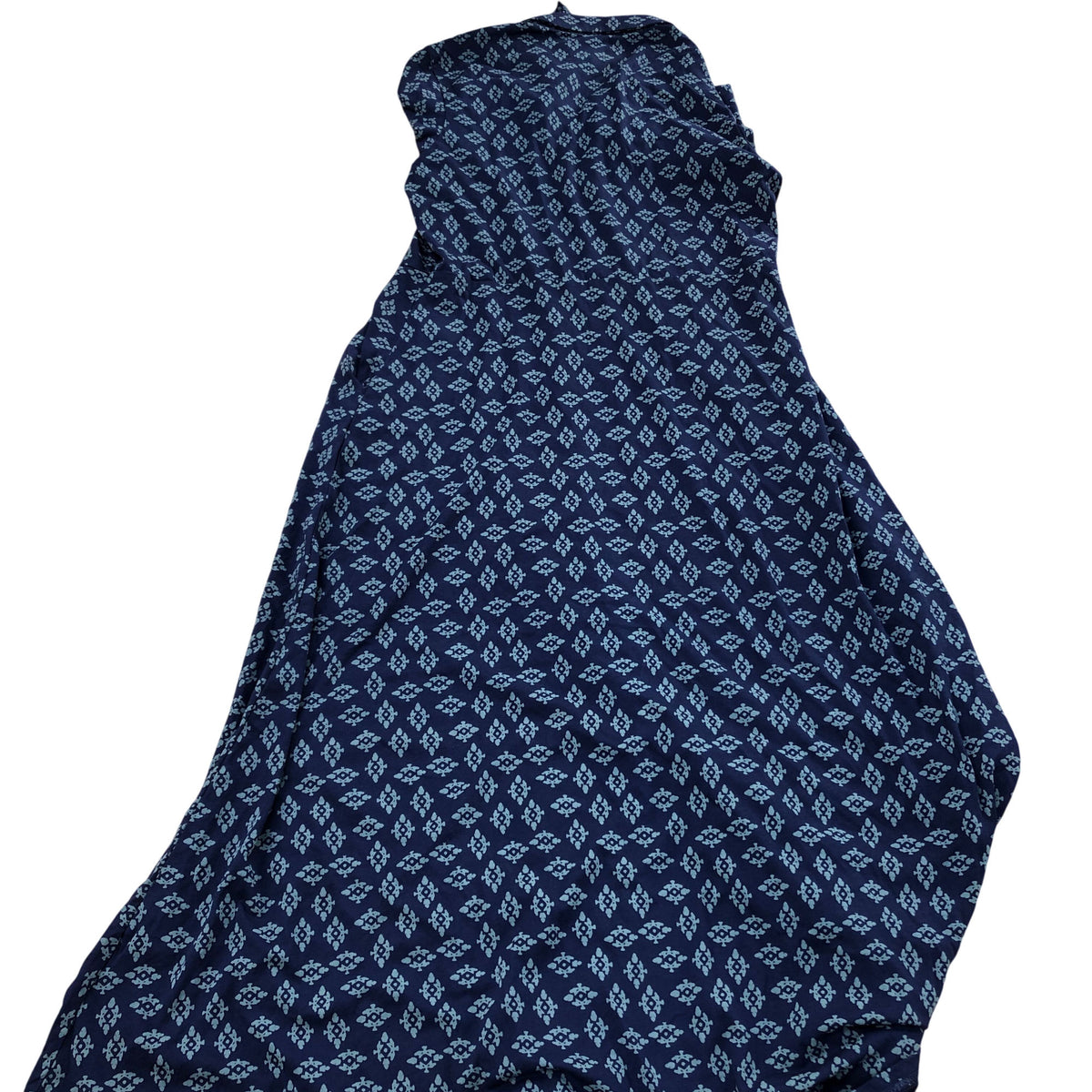 Long Sleeve Button Up Dress UK10 Practical Floral Navy Print