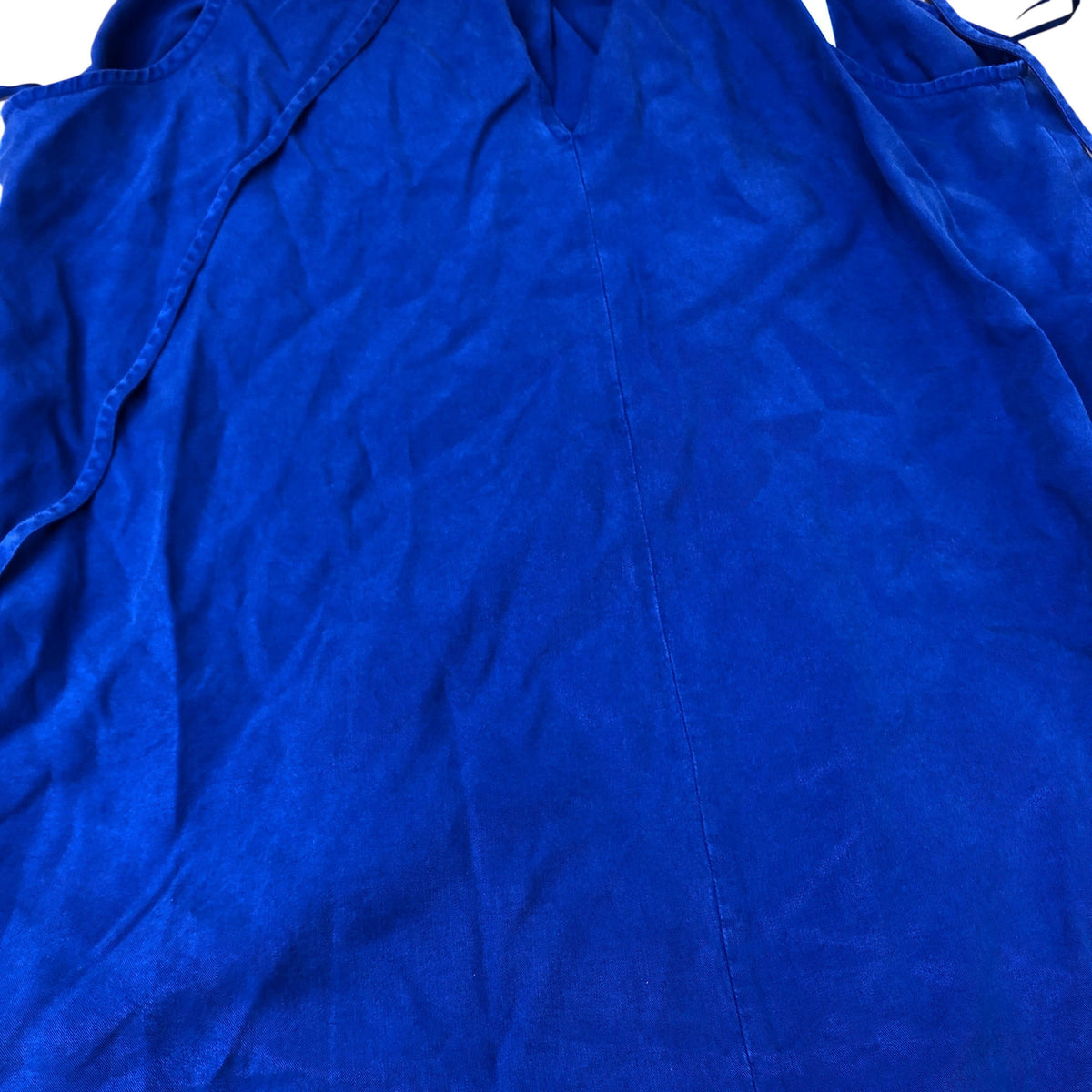 Baukjen Women's Blue Tiered Maxi Dress Size 14 100% Tencel V Neck Summer