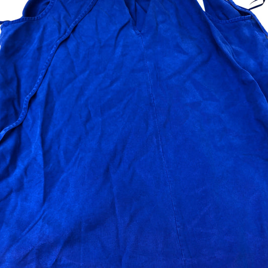 Baukjen Women's Blue Tiered Maxi Dress Size 14 100% Tencel V Neck Summer