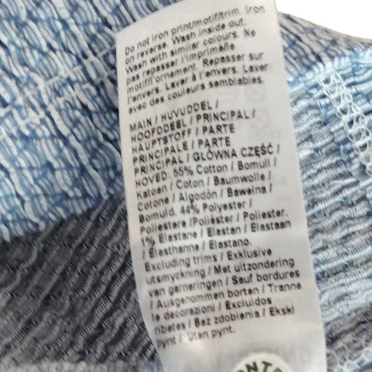 River Island Mens Polo Shirt Size L Blue Check Pattern Short Sleeve