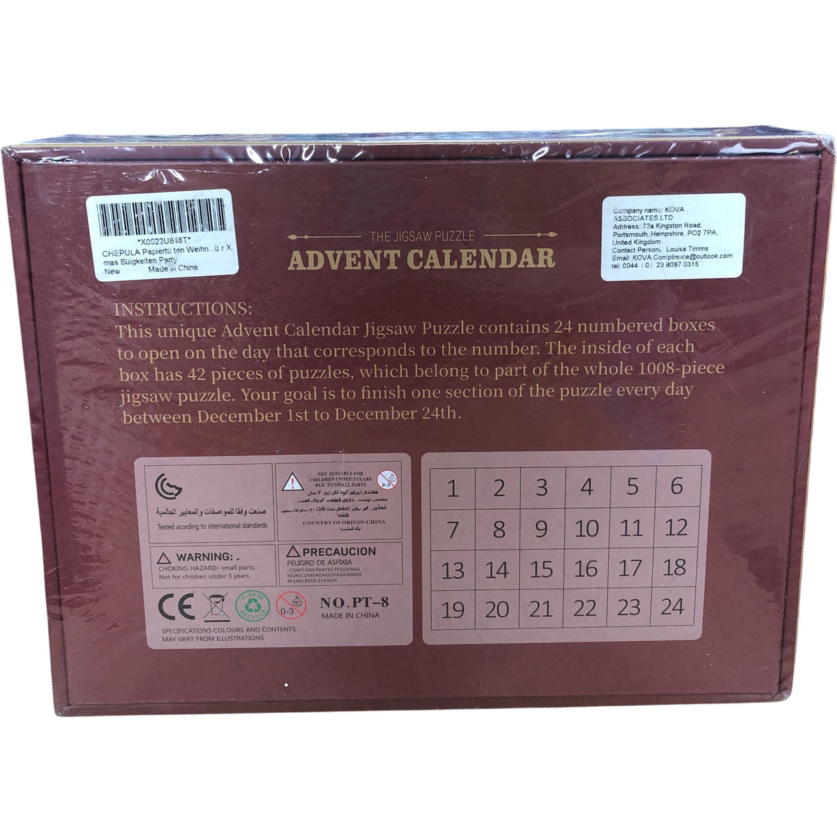 Advent Calendar Christmas Jigsaw Puzzle 1008 Pieces Unique Gift Idea