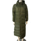 Tog24 Women's Puffer Jacket Olive Green Long Coat Hooded Warm Size 8