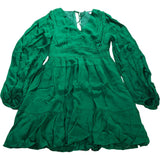 Branded Green Ruched Mini Dress - Size 6