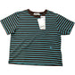 General Idea Striped T-Shirt M Cropped Casual Brown & Blue Cotton Short Sleeve