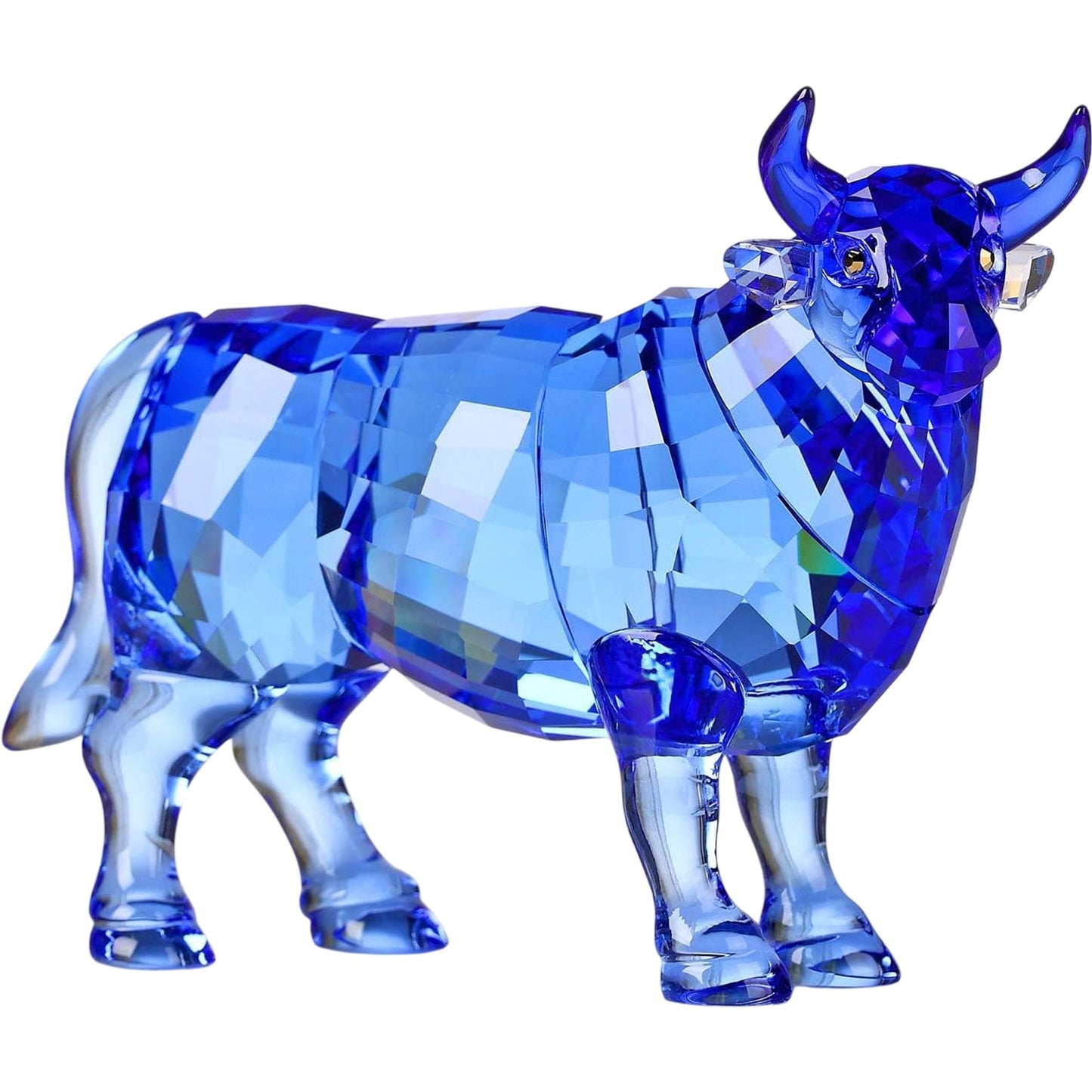 Blue Crystal Bull Figurine Stunning Decorative Collectible Home Decor Item