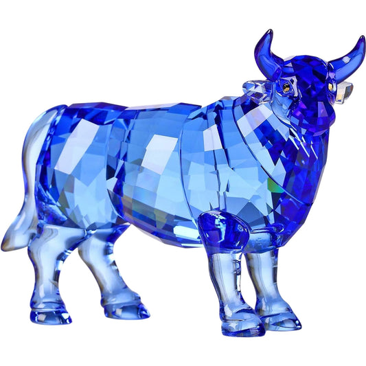 Blue Crystal Bull Figurine Stunning Decorative Collectible Home Decor Item