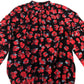 Floral Blouse Women's Long Sleeve Black Red Patterned UK6