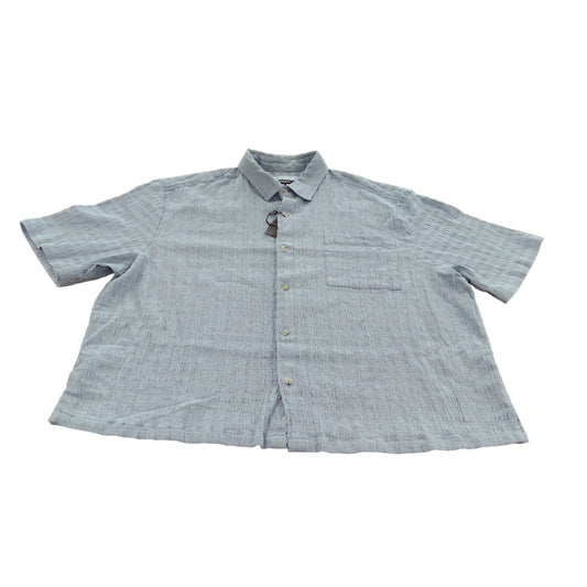 River Island Short Sleeve Shirt XL Men's Casual Light Blue Textured