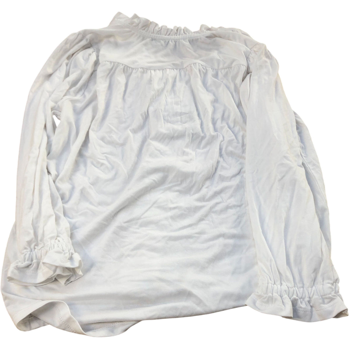 Baukjen Ruffled White Blouse Size 6 Women's Button Front 95 Viscose 5 Elastane