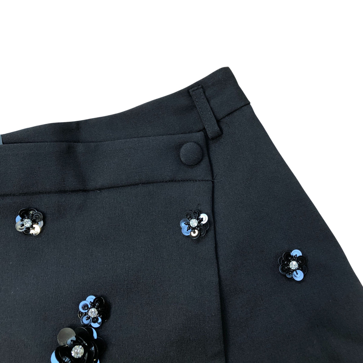 River Island Black Sequin Flower Embellished Skorts Women's