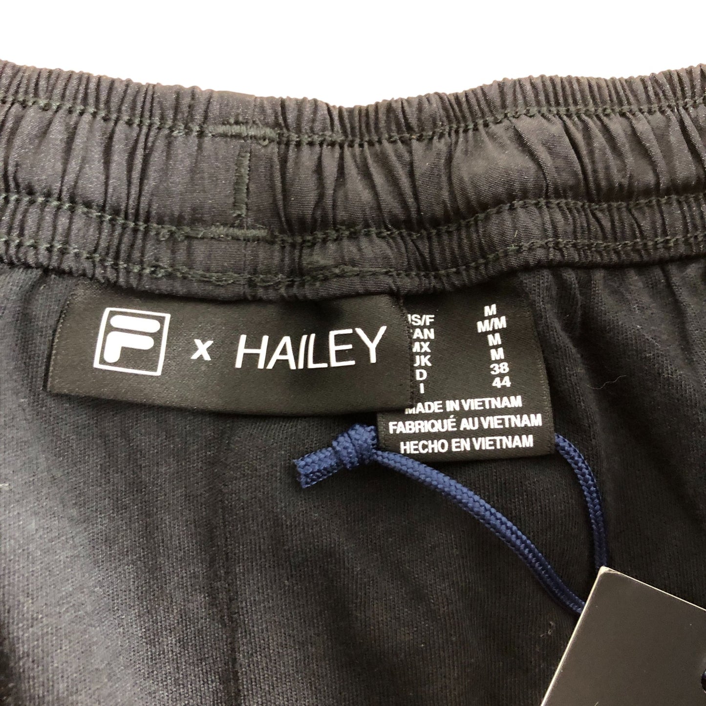 FILA x Hailey Bieber Women's Black Crinkle Shorts Lightweight Medium UK12